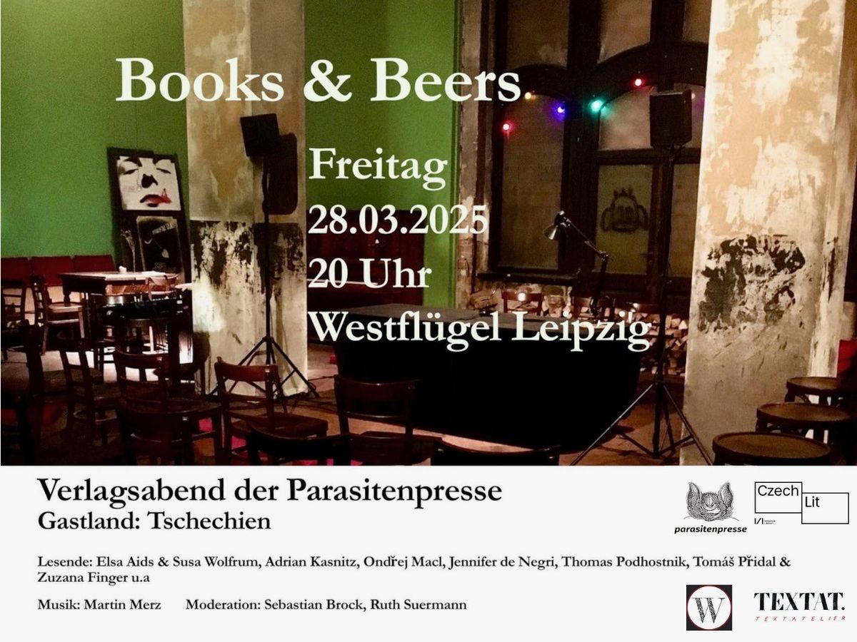 Books & Beers. Verlagsabend von Parasitenpresse und Textat. Gastland: Tschechien