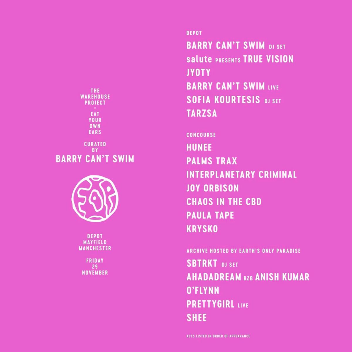 EYOE x WHP Present: Curated by Barry Can't Swim at Depot Mayfield