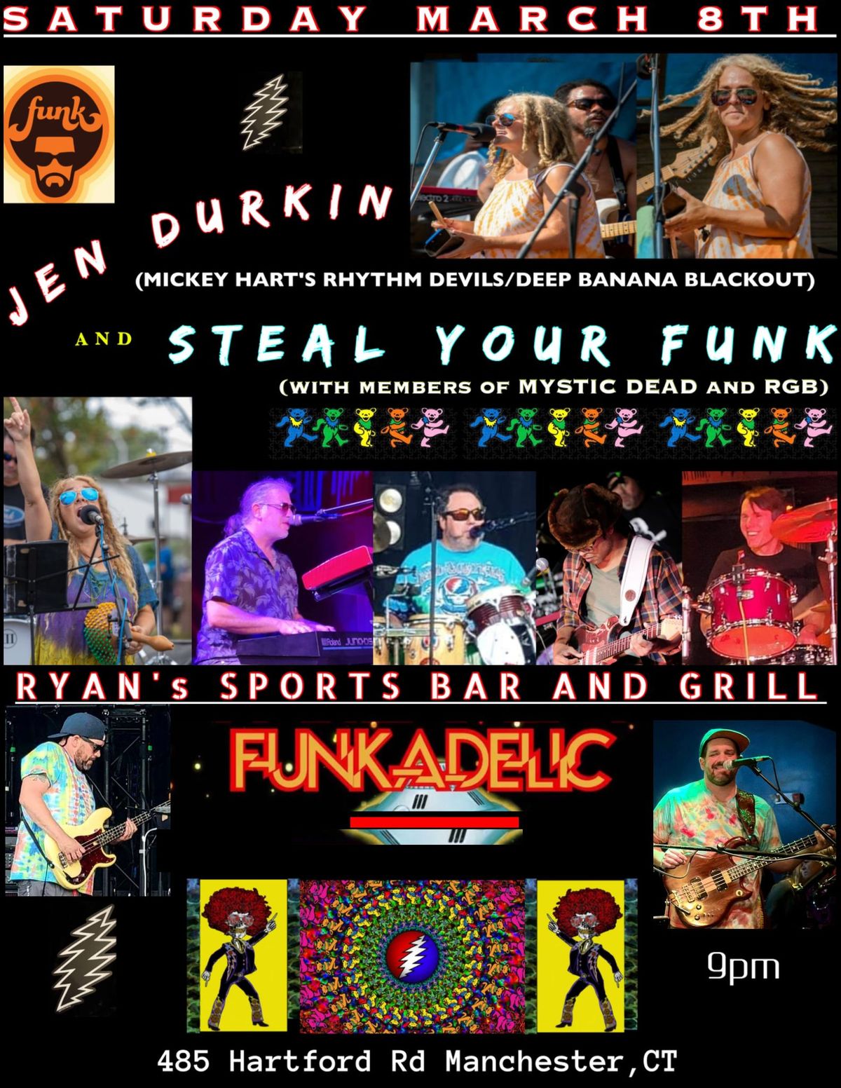 FIRST GIG of 2025! STEAL YOUR FUNK with members of Mystic Dead\/RGB come to MANCHESTER,CT 8pm