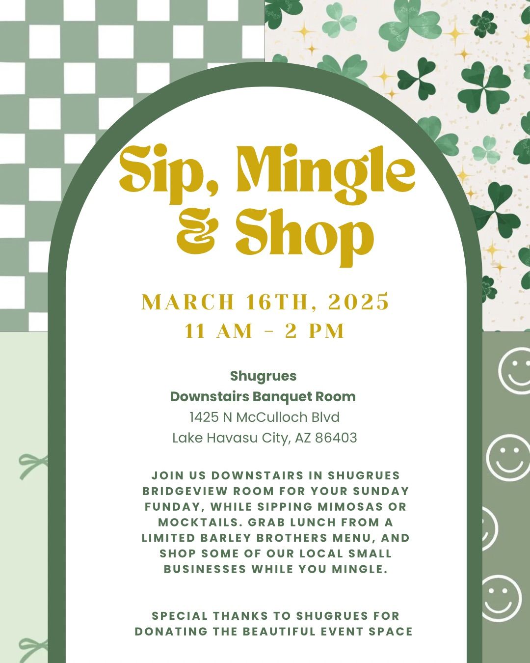 Sip, Mingle & Shop - March 16th \ud83c\udf40