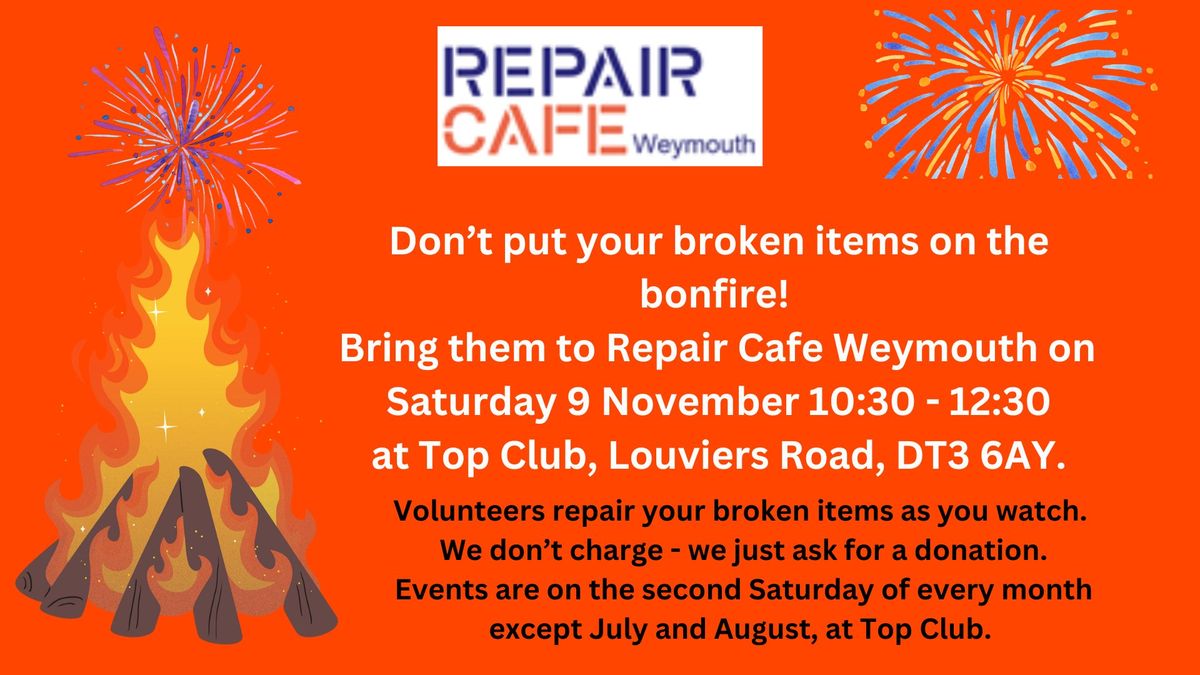 Repair Cafe Weymouth 9 November event