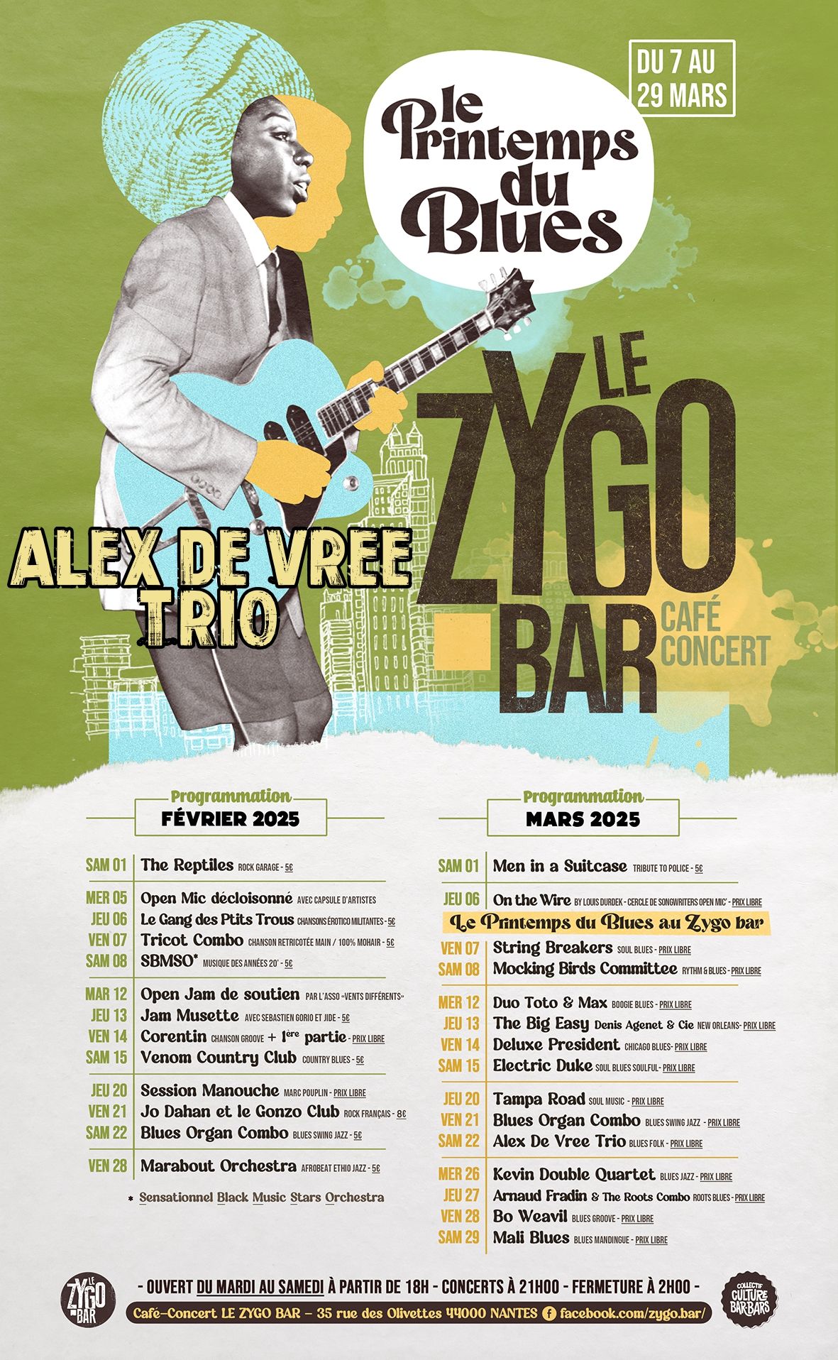 ALEX DE VREE TRIO Le ZYGO BAR - Le Printemps du Blues -