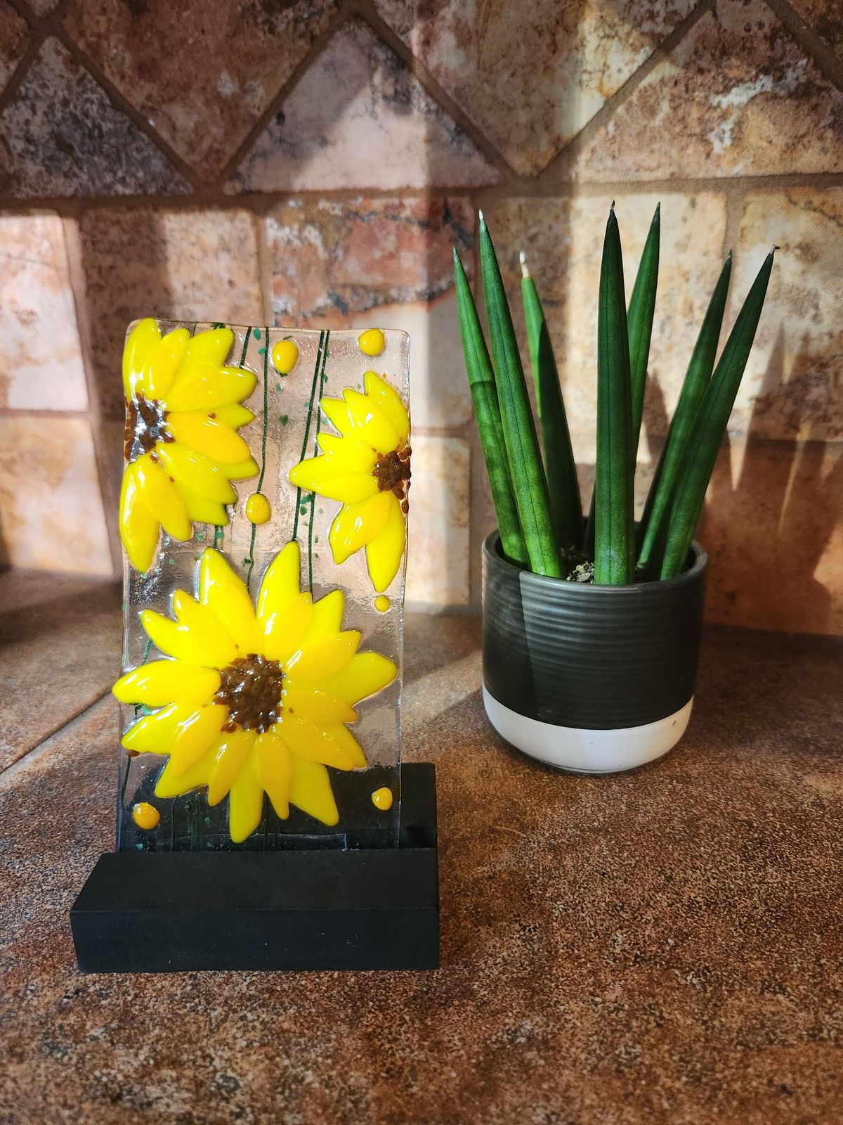 Fused Glass Sunflowers