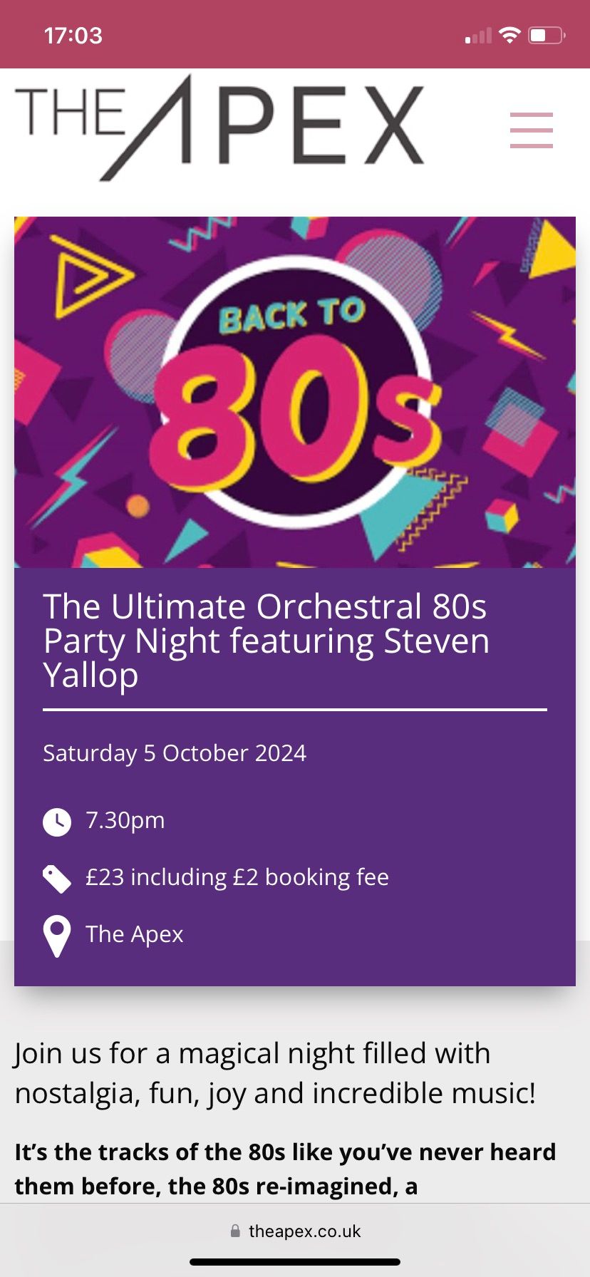 The Ultimate Orchestral 80s Party Night featuring Steven Yallop