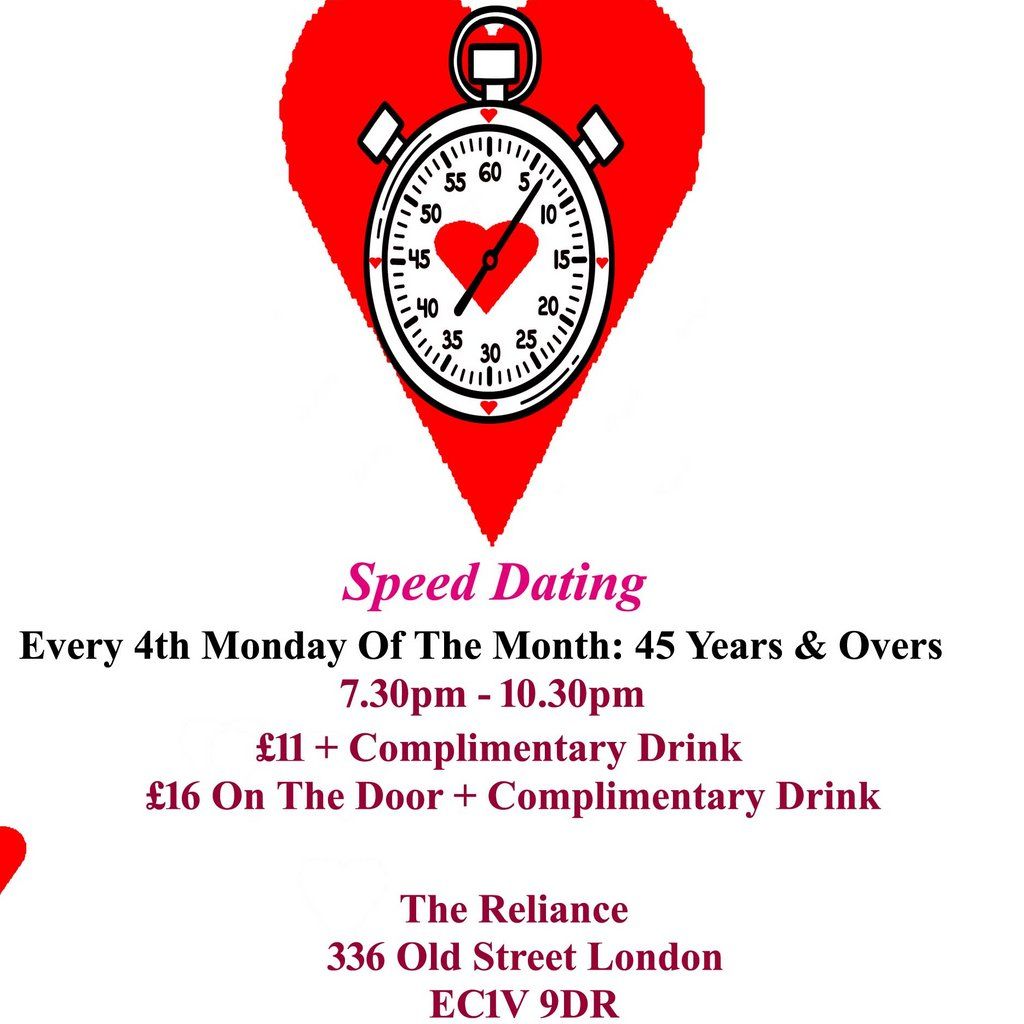 Speed Dating. 45 years & Over. Mondays