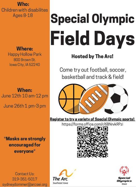 Special Olympics Field Day Happy Hollow Park Tiffin 12 June 21