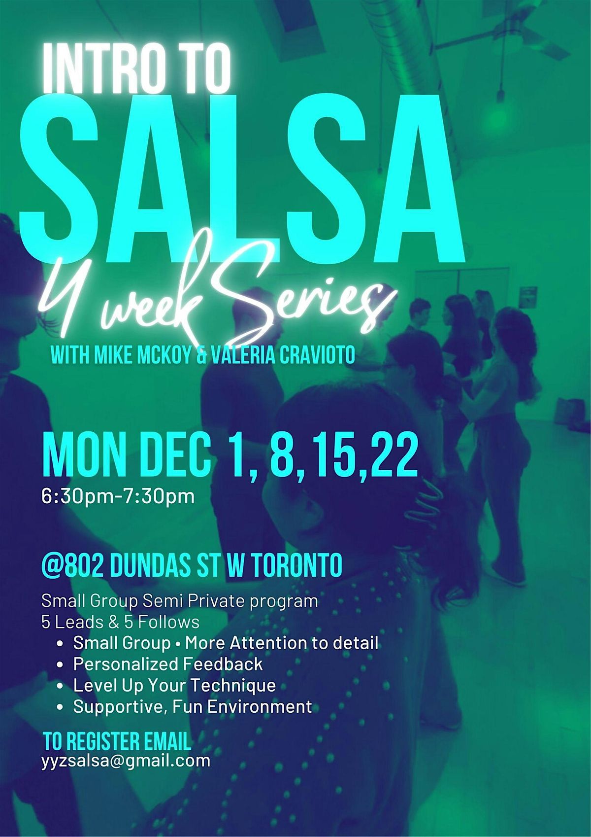 4 week Semi-Private  Intro To  Salsa Series With Mike & Valeria