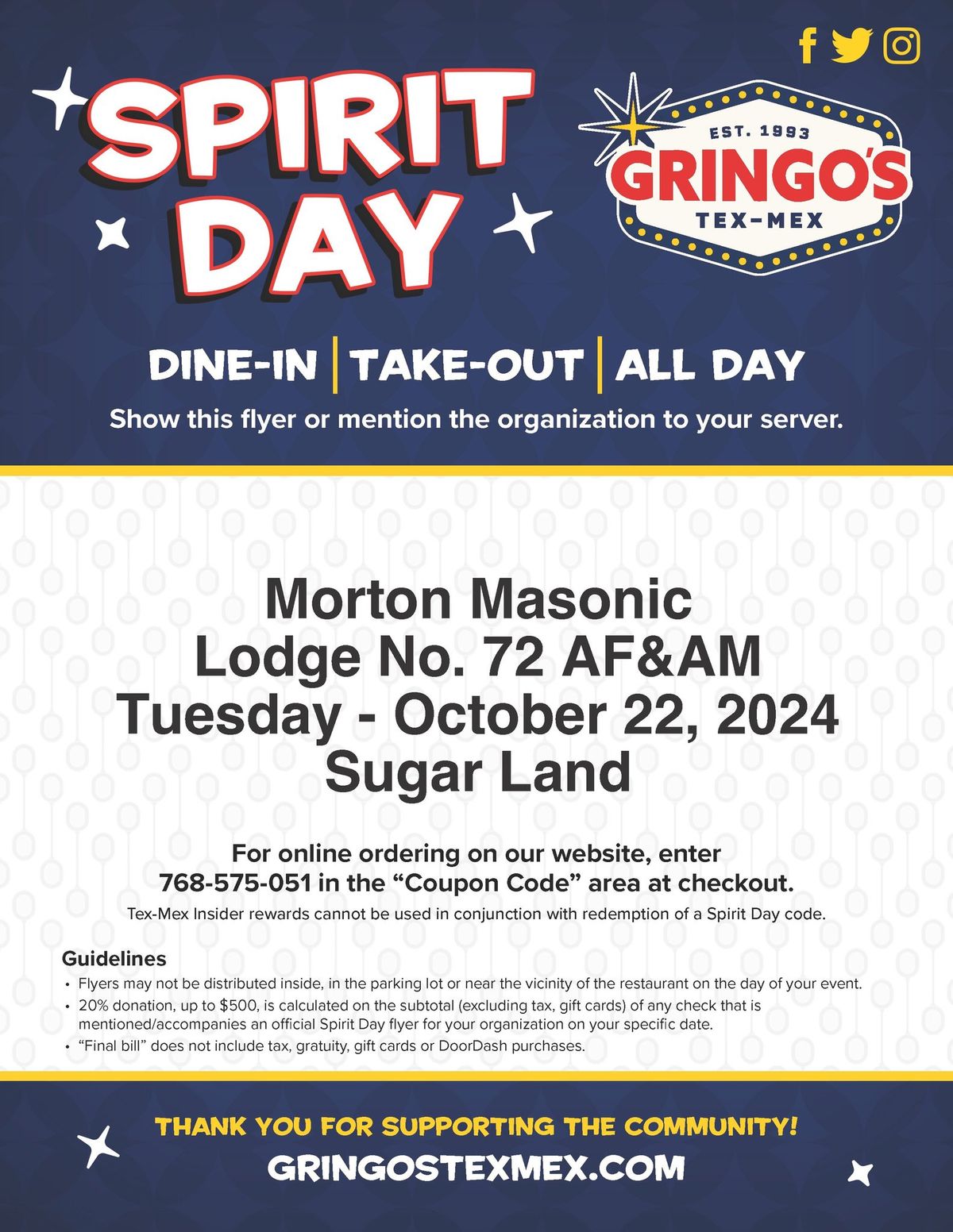 Spirit Night at Gringo\u2019s