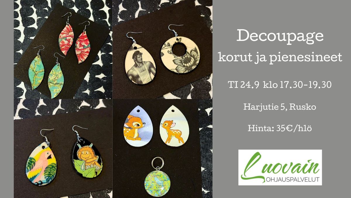 Decoupage korut ja pienesineet