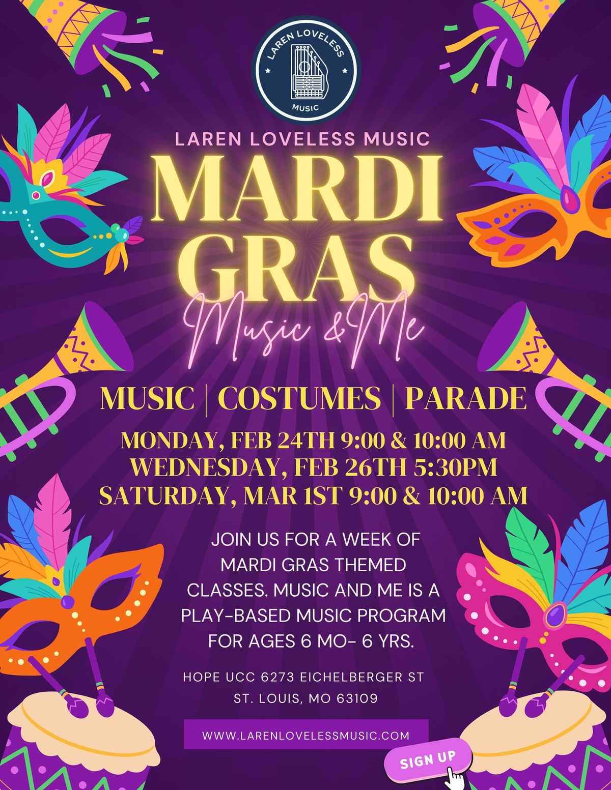 Music and Me" Mardi Gras Celebration Classes