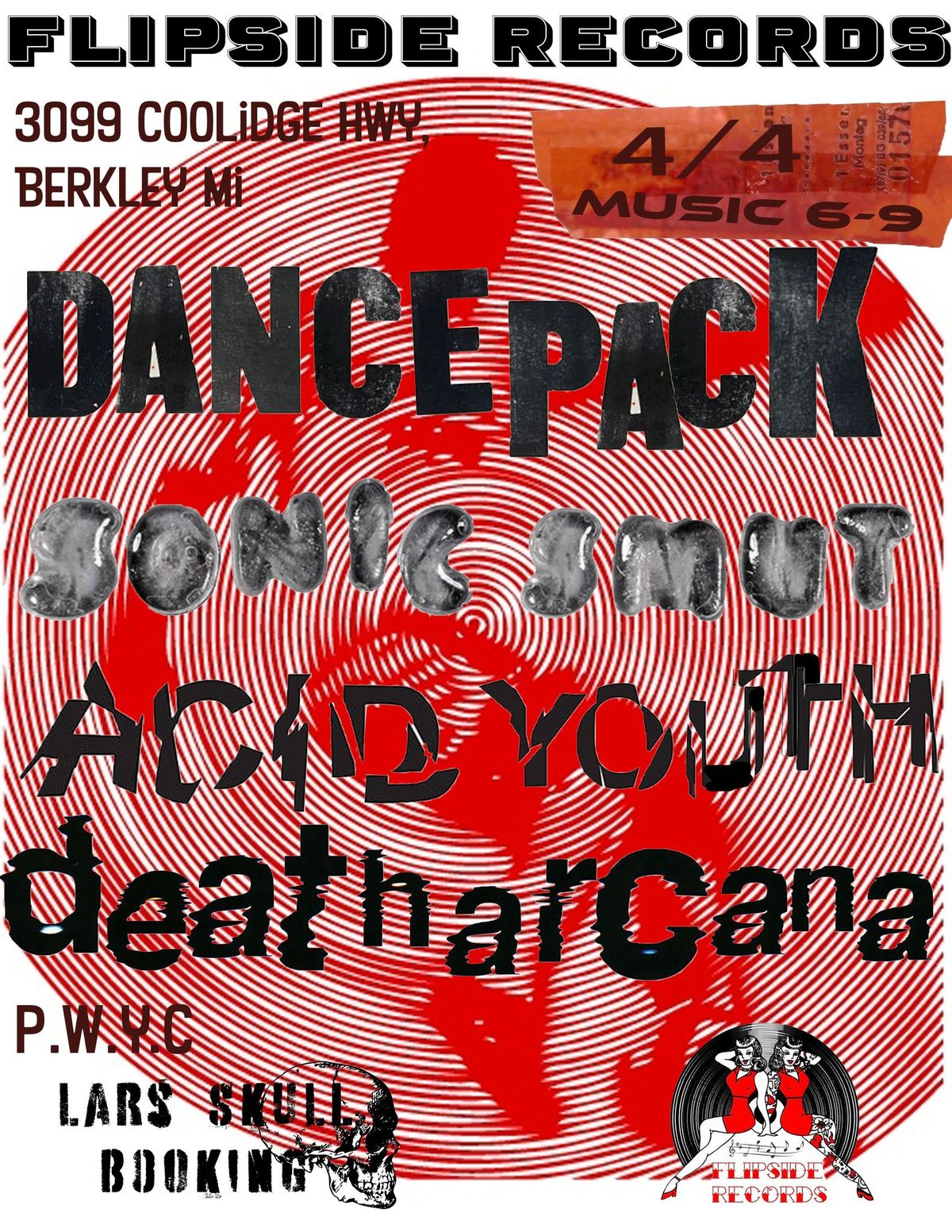 ROCK AT FLIPSIDE: SONIC SMUT, DANCEPACK, DEATH ARCANA, ACID YOUTH