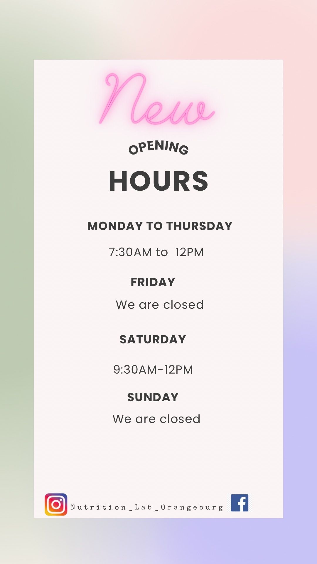 Updated Hours