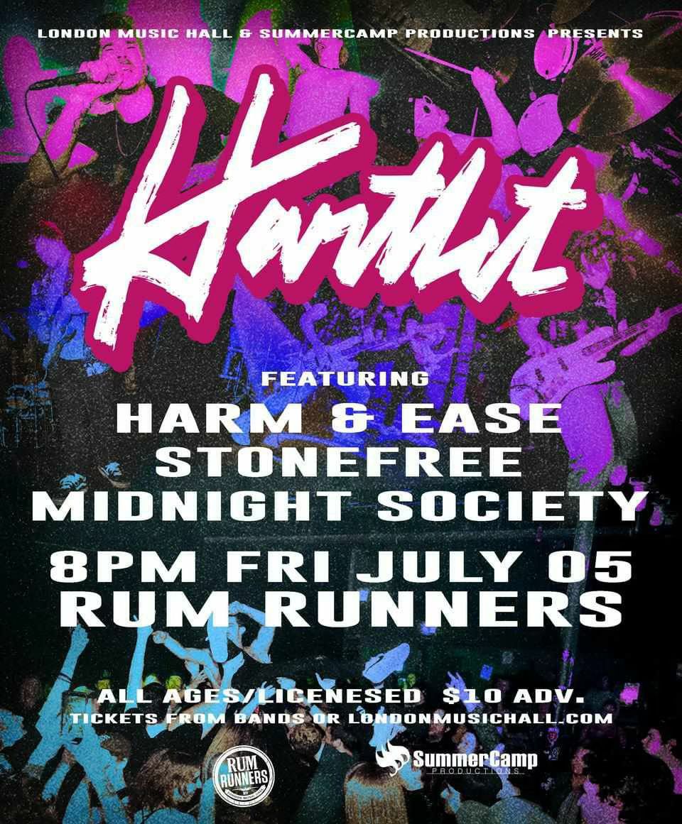 HARTLET w\/ Harm & Ease, StoneFree, and Midnight Society - July 5th @ Rum Runners