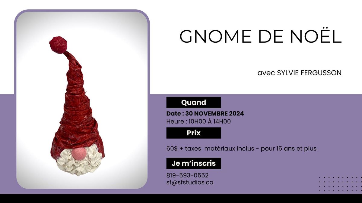 Atelier de sculpture - Gnome de No\u00ebl