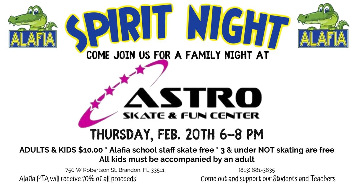 Spirit Night- Astro Skate Brandon