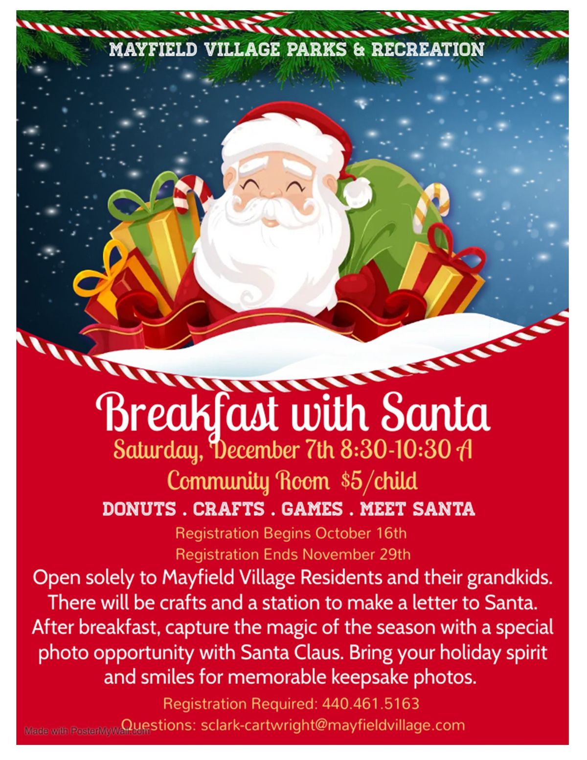 BREAKFAST WITH SANTA FOR MAYFIELD VILLAGE RESIDENTS AND THEIR FAMILIES