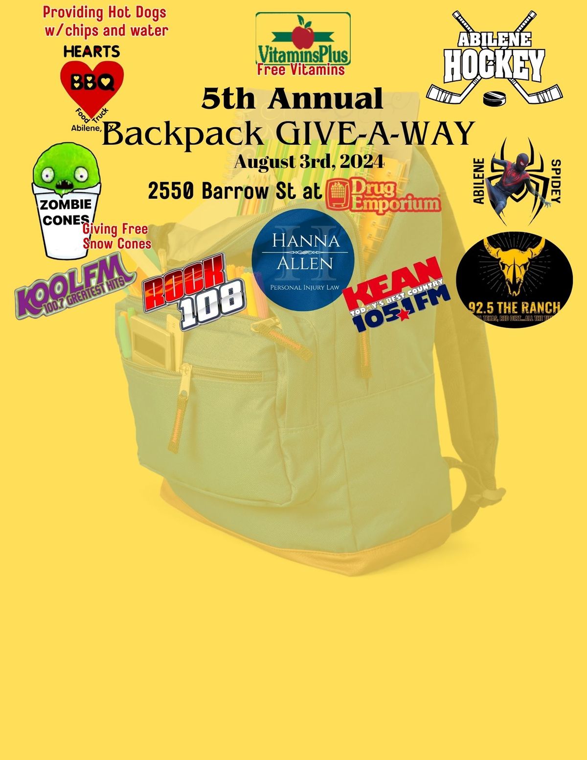 5th ANNUAL BACKPACK GIVEAWAY 