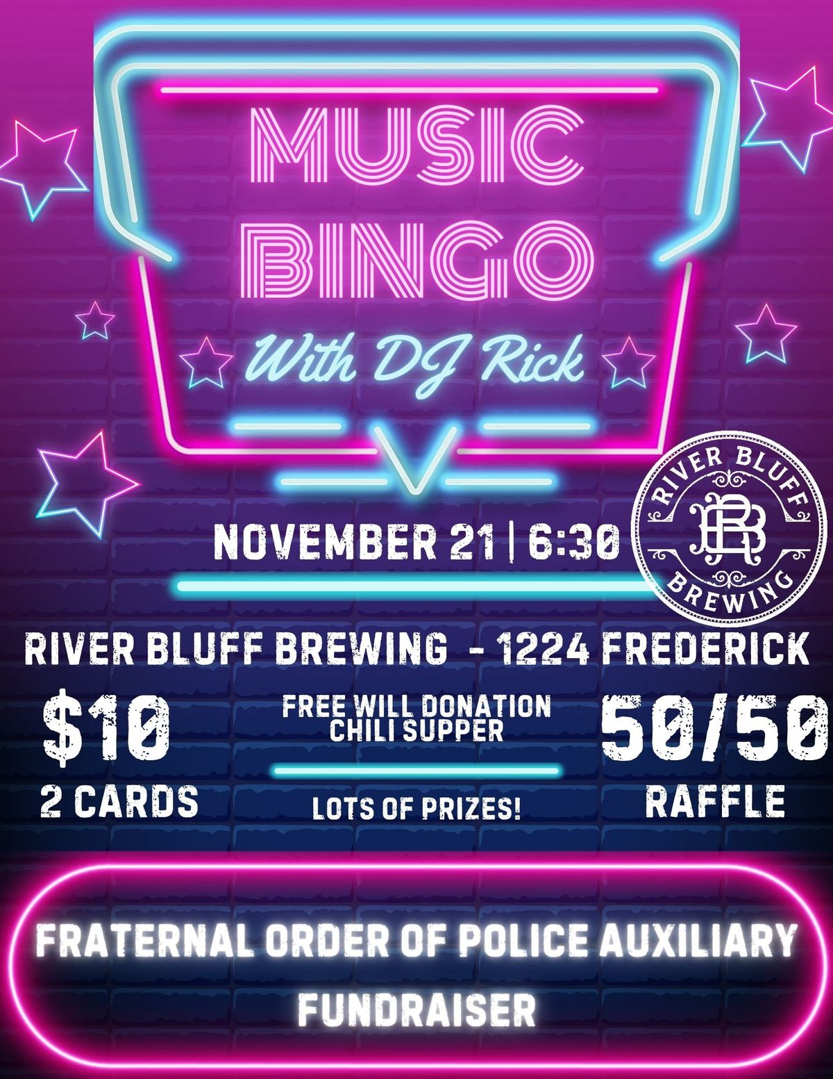 MUSIC BINGO AT RIVER BLUFF BREWING WITH DJ RICK GEHRING