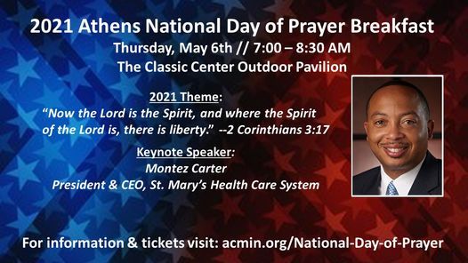 2021 Athens Annual National Day Of Prayer Breakfast The Classic Center Athens 6 May 2021