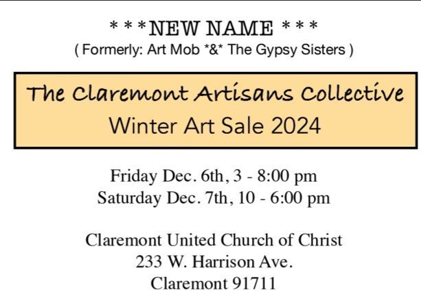 Claremont Artisans Collective (formerly Gypsy Sisters \/ Art Mob Market) 2024 WINTER SALE