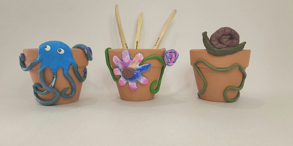 Polymer Clay on Terracotta Pots - Kids 10+