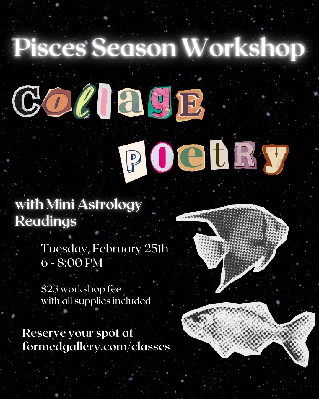 Pisces Season Collage Poetry Workshop + Mini Astrology Readings