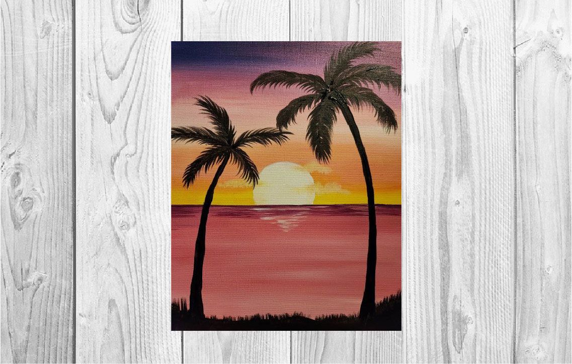 Pink Sunset Sip and Paint Class