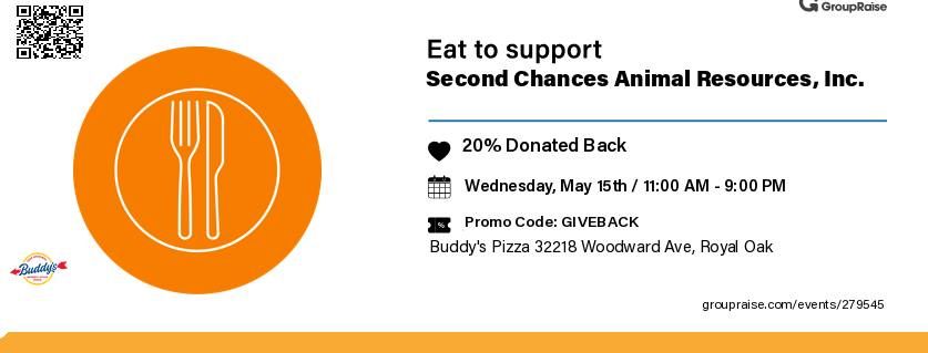 Second Chances Animal Resources, Inc. x Buddy's Pizza GroupRaise Fundraiser