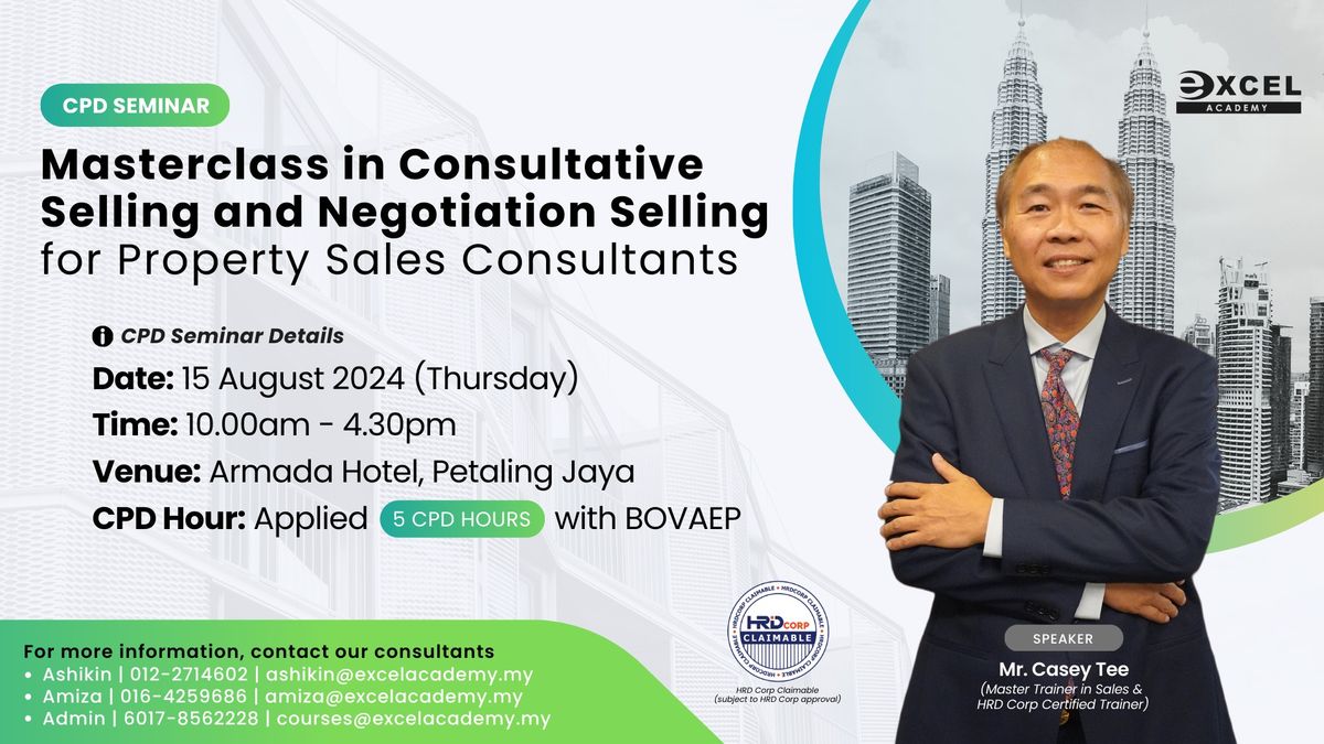 Masterclass in Consultative Selling and Negotiation Selling for Property Sales Consultants