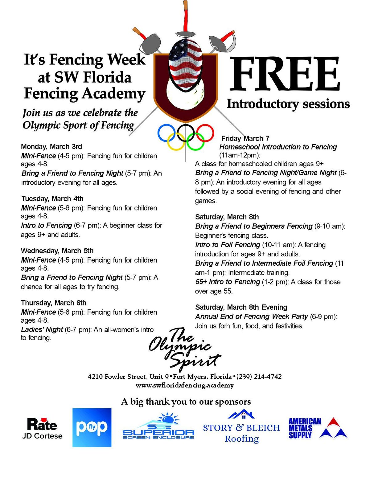 Fort Myers Fencing Week - FREE Introductory Sessions