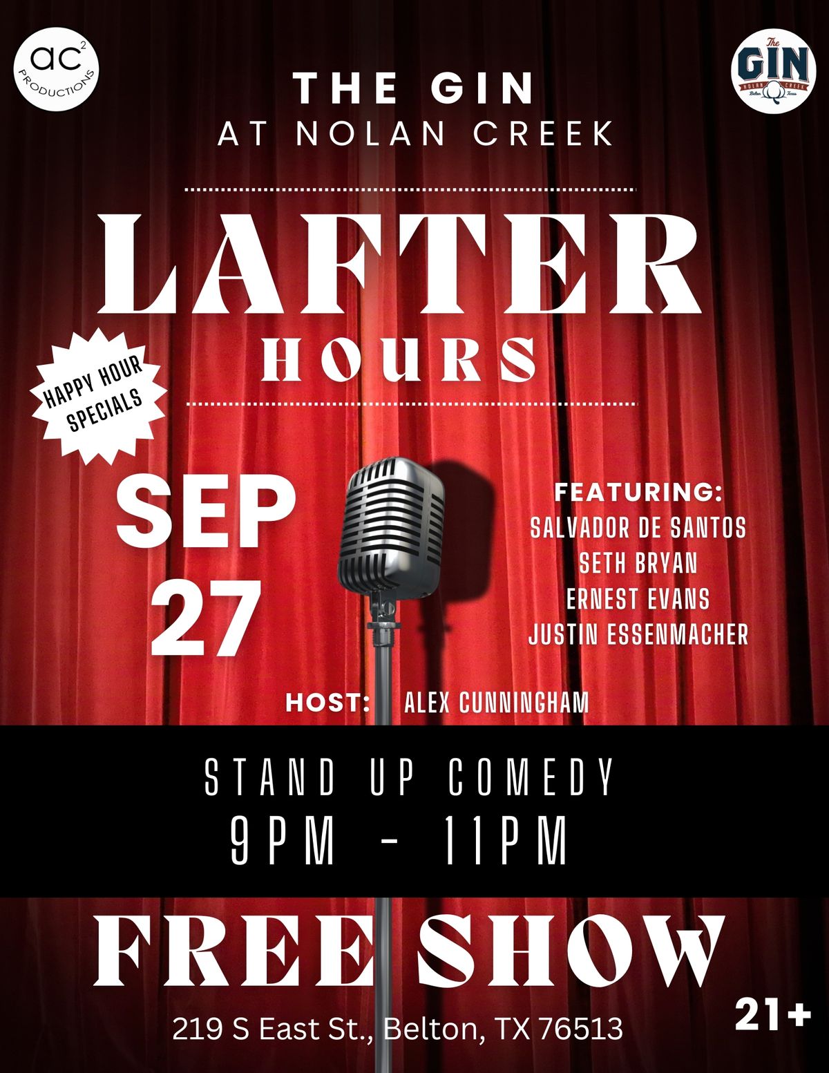 Lafter Hours: FREE Stand-Up Comedy at The Gin at Nolan Creek