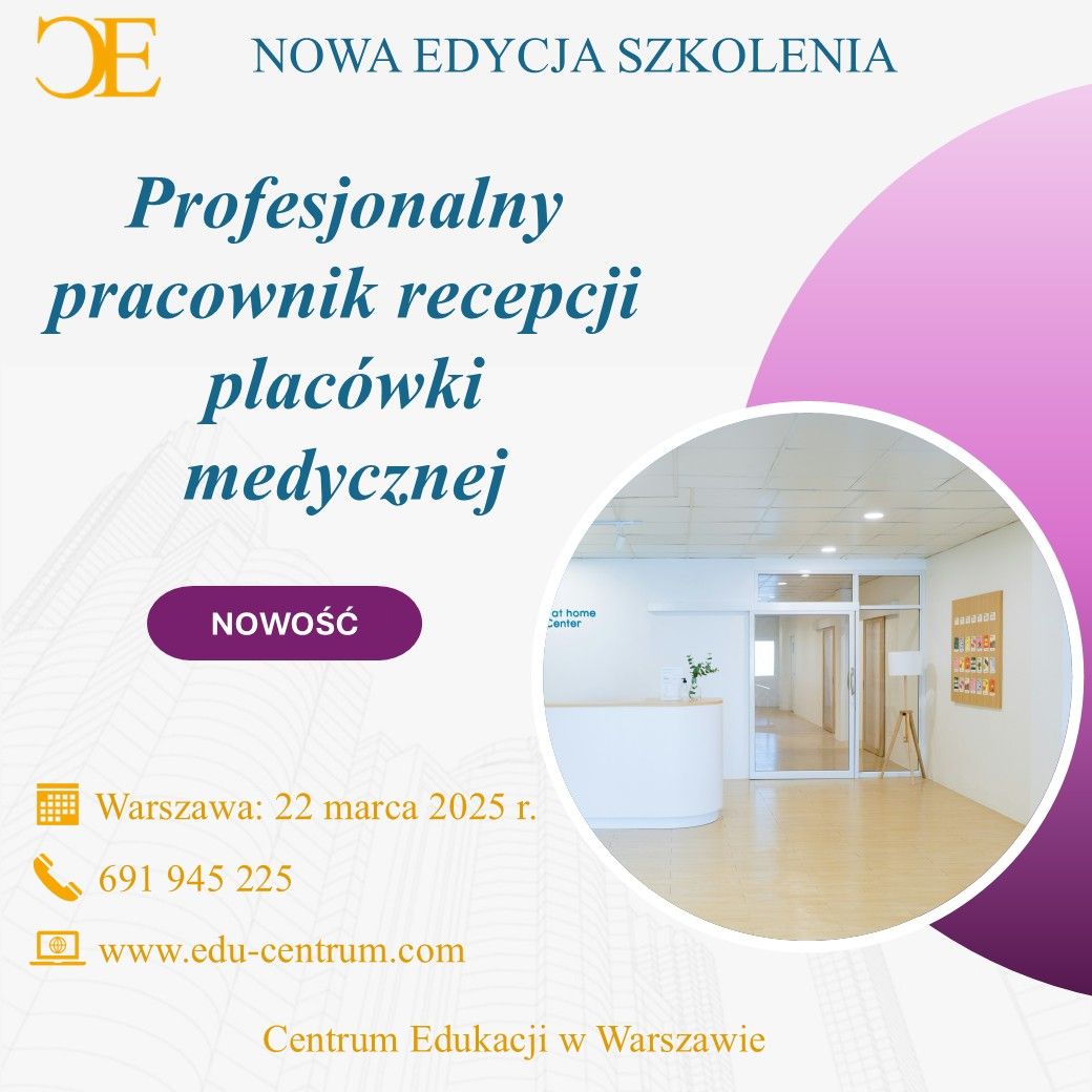 PROFESJONALNY PRACOWNIK RECEPCJI - szkolenie stacjonarne