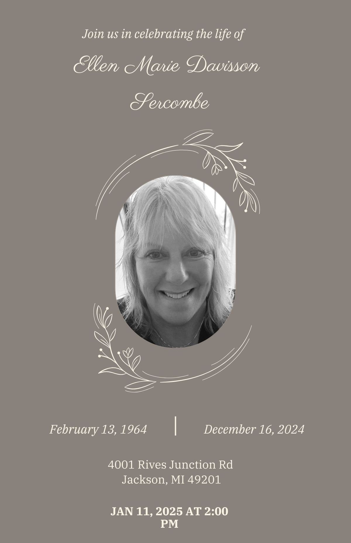 Celebration Of Life for Ellen Sercombe