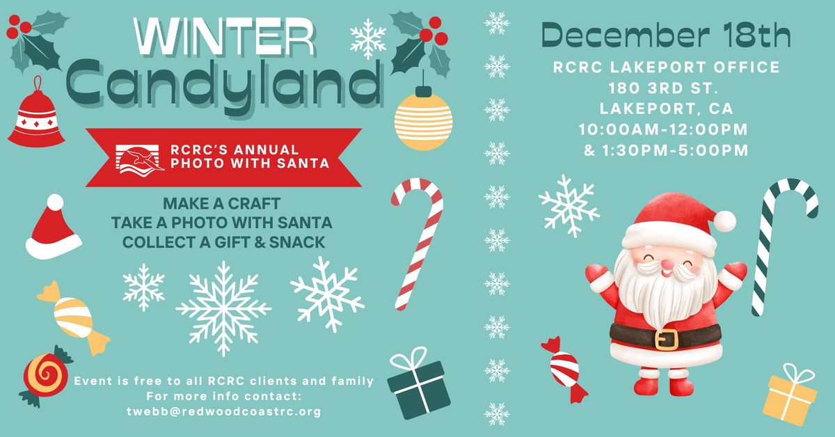 Winter Candyland in Lakeport, RCRC's annual photo with Santa