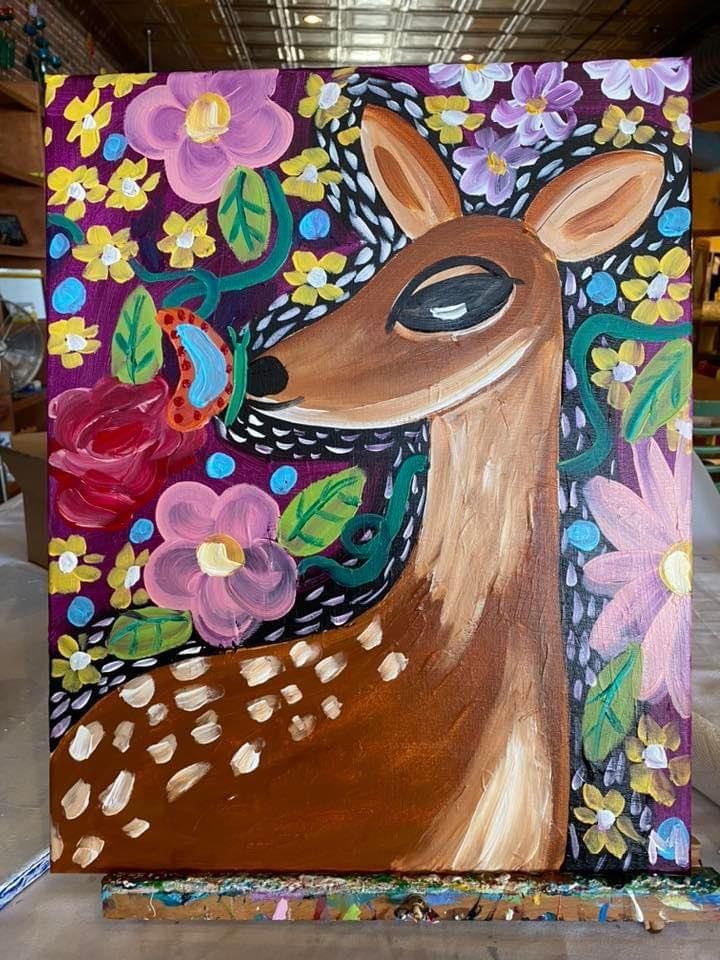 Spring Deer Canvas Class