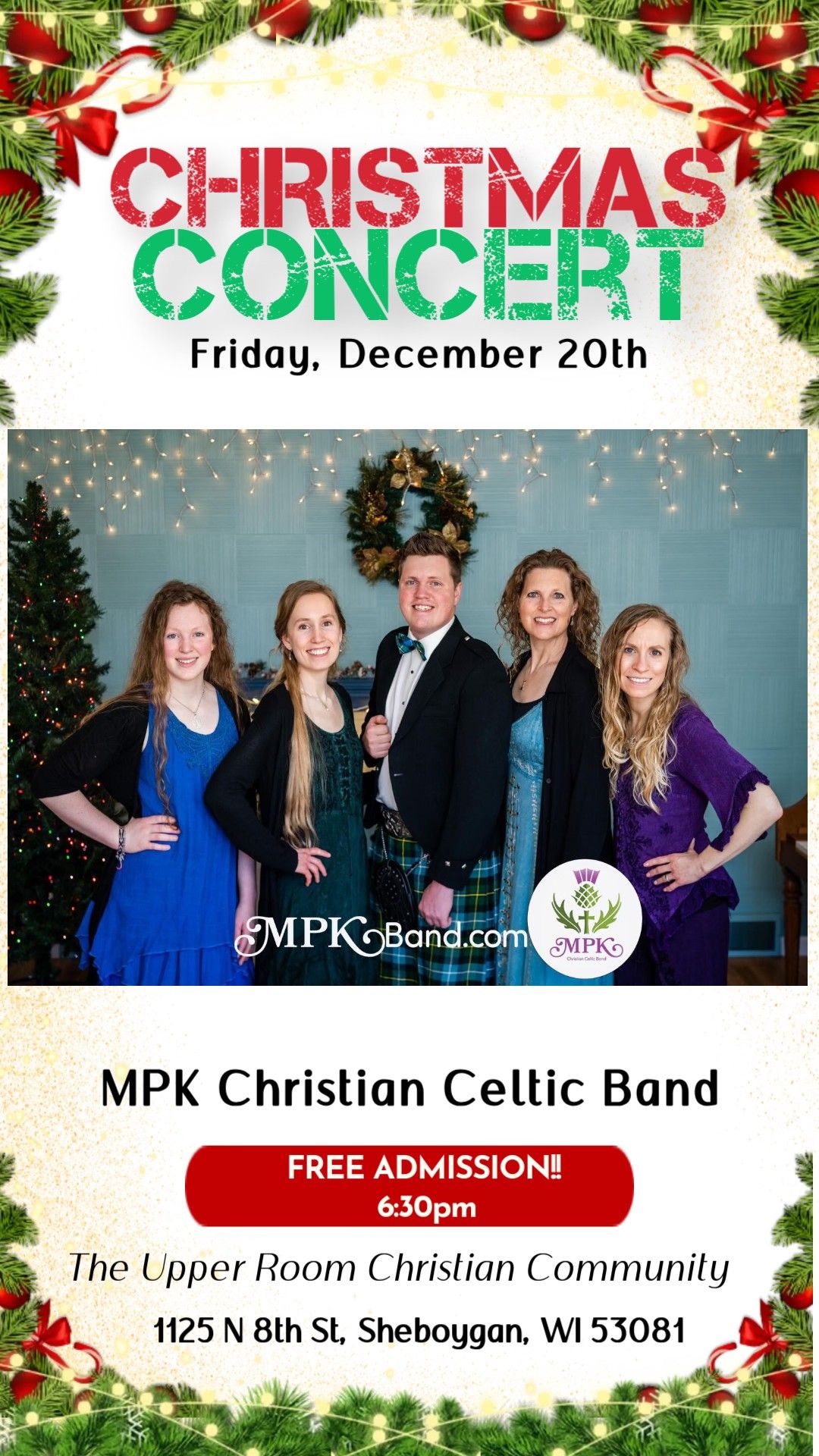 MPK Christian Celtic Band plays in Sheboygan at the Upper Room