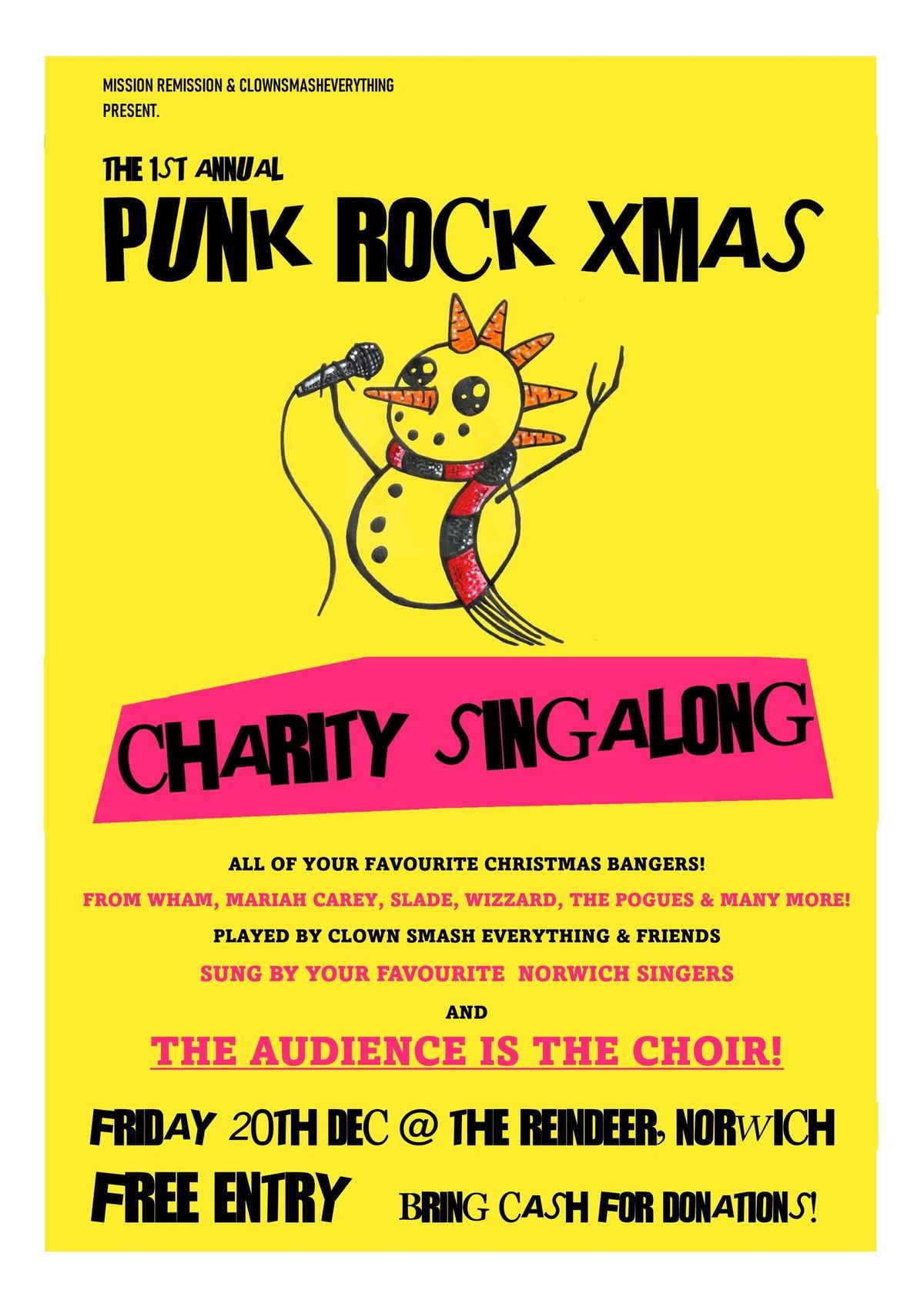 Punk Rock Xmas Charity sing-along (Hosted by Clown Smash Everything and Mission Remission)