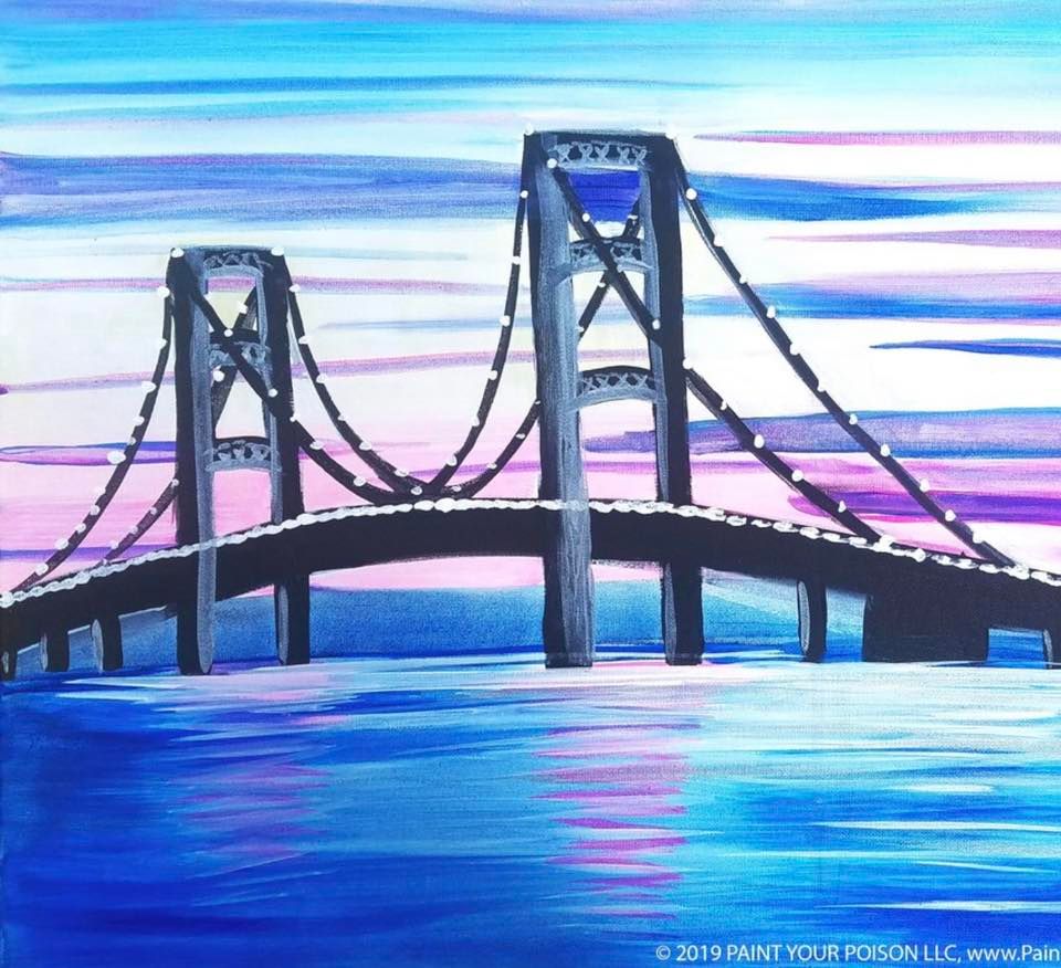 Mackinac Bridge Painting, Coachs Pub and Grill, Lansing, 19 January 2023