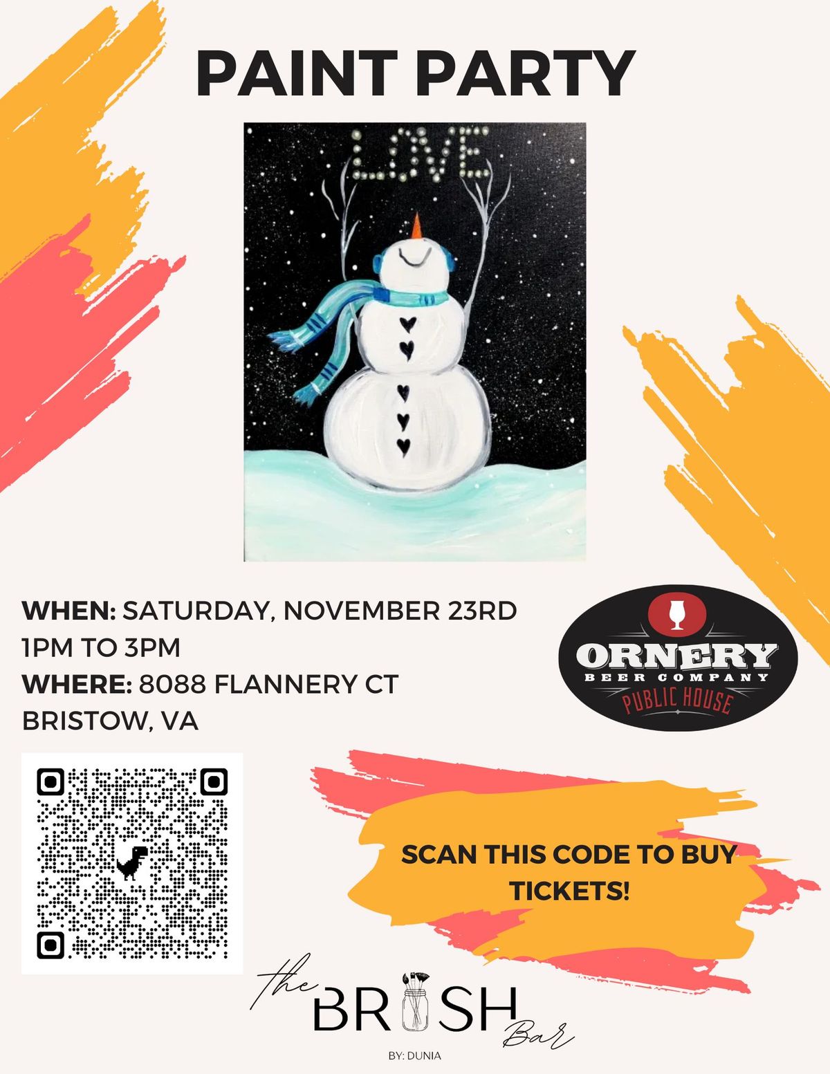 Paint Party at Ornery Beer Taproom - Bristow, VA! 