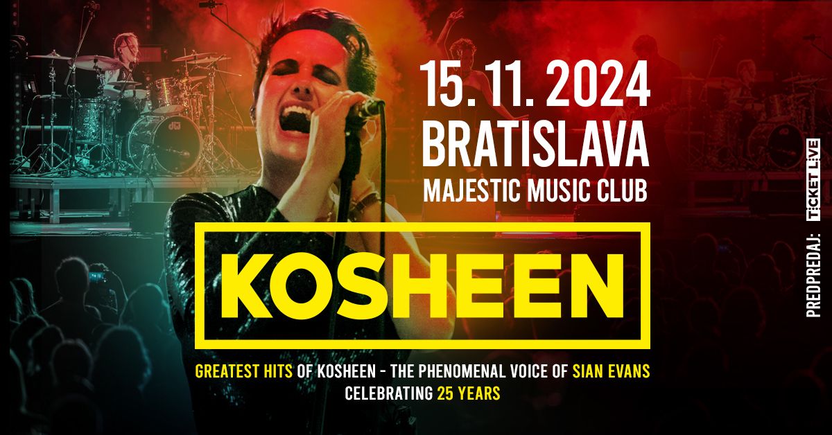 Kosheen (UK) s fenomen\u00e1lnou spev\u00e1\u010dkou Sian Evans - Majestic Bratislava 15.11. 2024