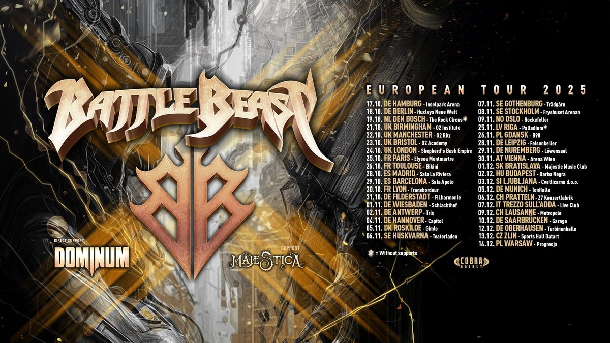 Battle Beast, Dominum, Majestica - European Tour 2025 | 13. 12. 2025 - ZL\u00cdN, hala Datart