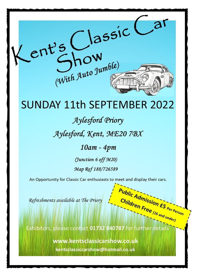 Kents Classic Car Show 2022, Aylesford Priory, Rochester, 11 September 2022