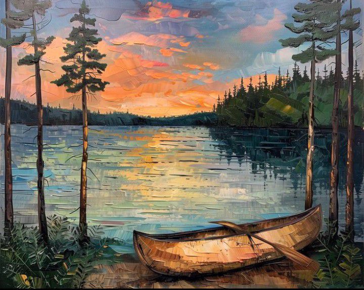 Beginner Acrylic Painting Class-"Canoe Solitude"