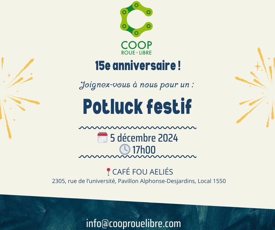 Potluck - 15e anniversaire de la Coop Roue-Libre