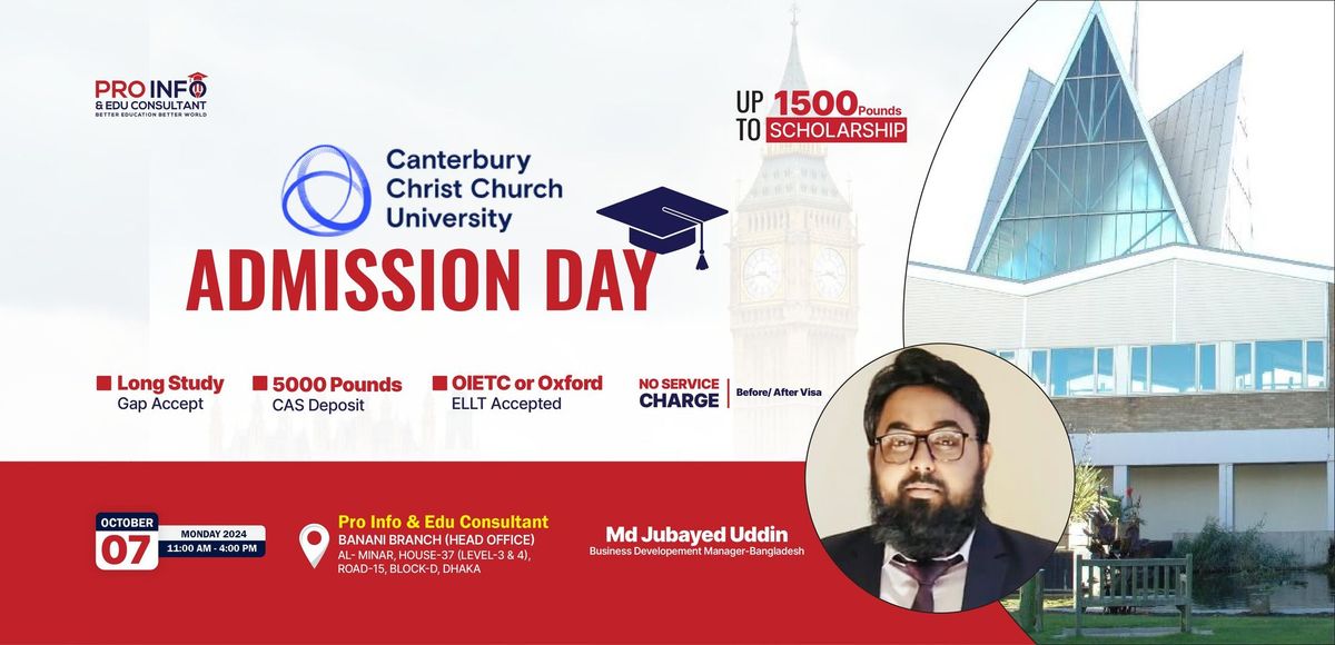 CANTERBURY CHRIST CHURCH UNIVERSITY UK \u2013 ADMISSION DAY