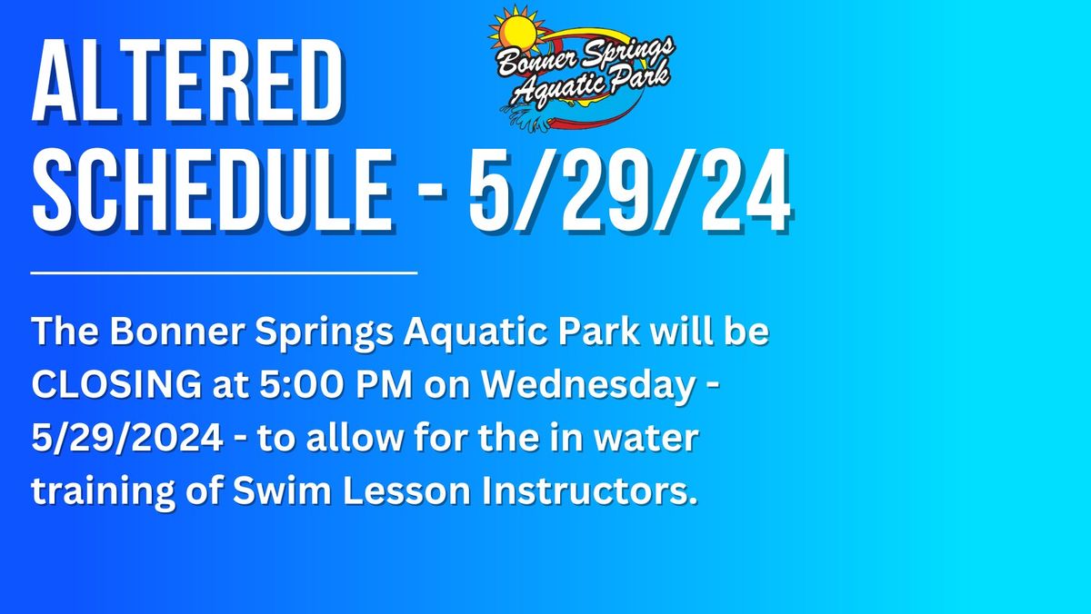 Altered Schedule - Swim Lesson Instructor Training