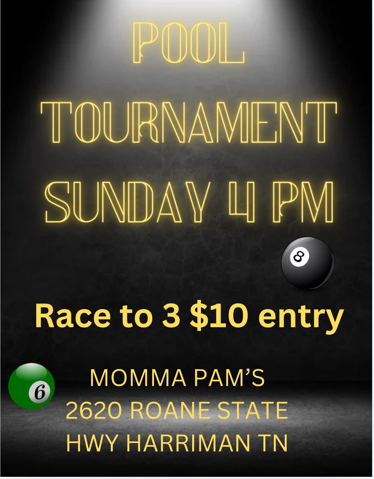 Pool tournament  Every Sunday 