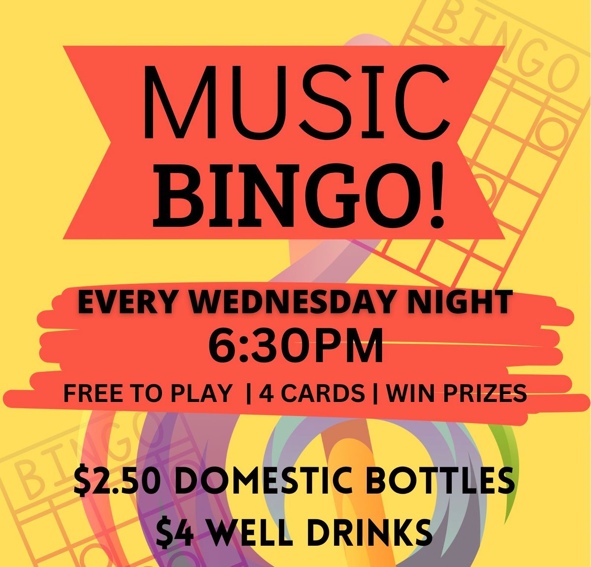 Music Bingo EVERY WEDNESDAY @ Garage Tavern