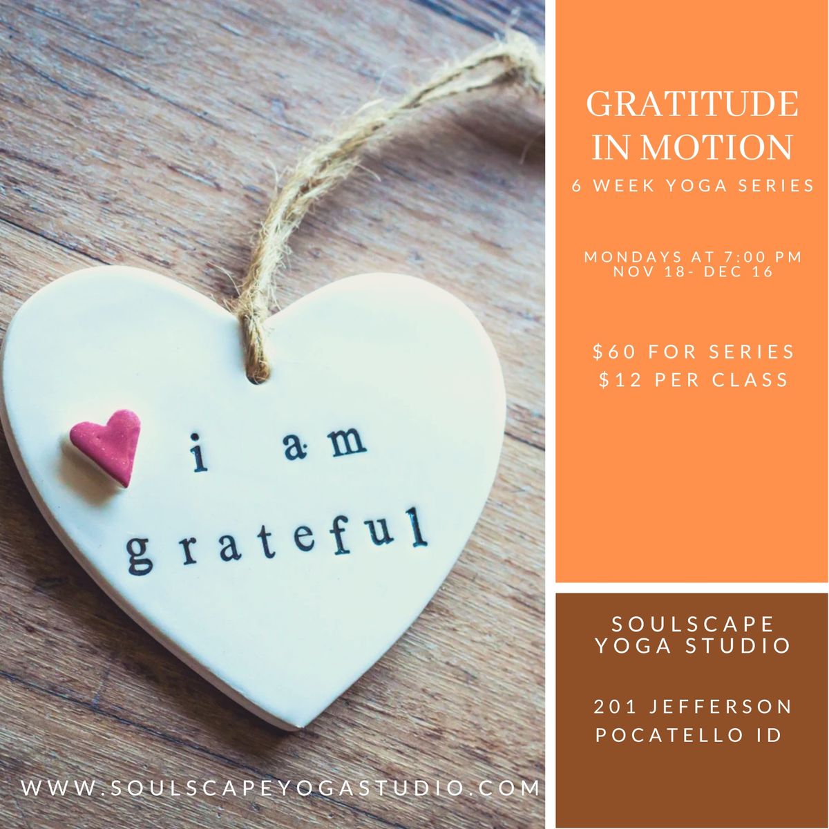 Gratitude in Motion 6 week yoga series begins