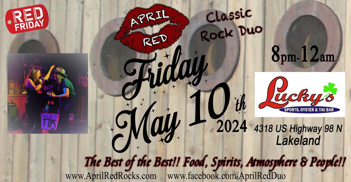 April Red Rockin' Lucky's Sports, Oyster & Tiki Bar in Lakeland!